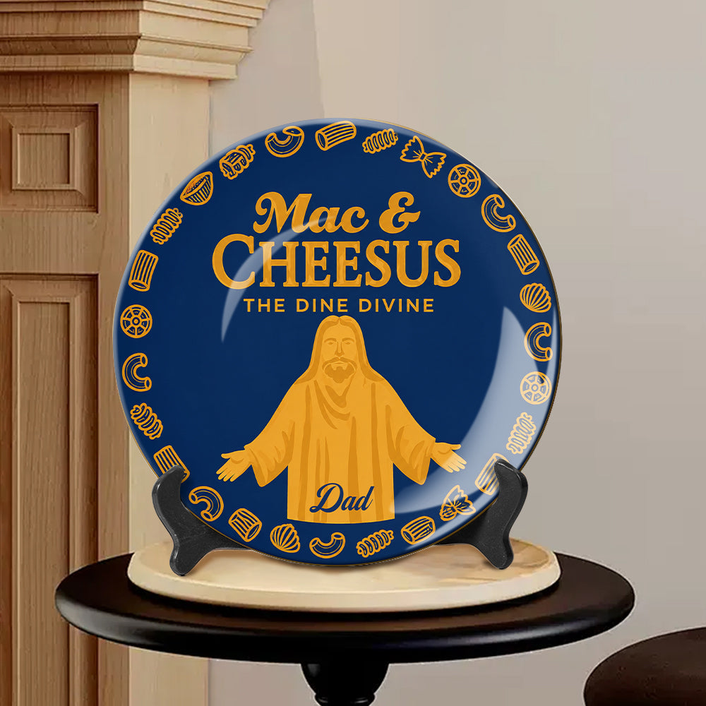 Mac & Cheese Jesus Funny Pun - Personalized Christian Ceramic Round Plate
