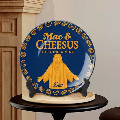 Mac & Cheese Jesus Funny Pun - Personalized Christian Ceramic Round Plate