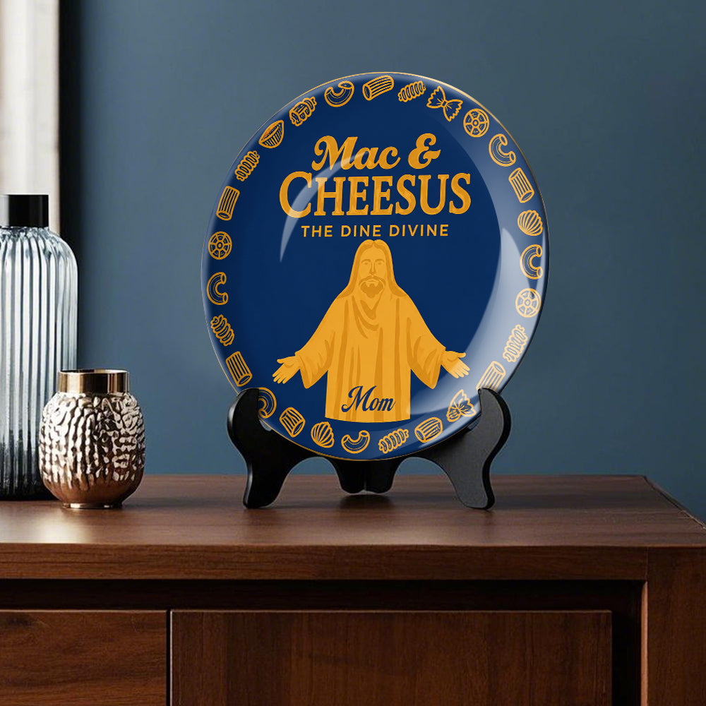 Mac & Cheese Jesus Funny Pun - Personalized Christian Ceramic Round Plate