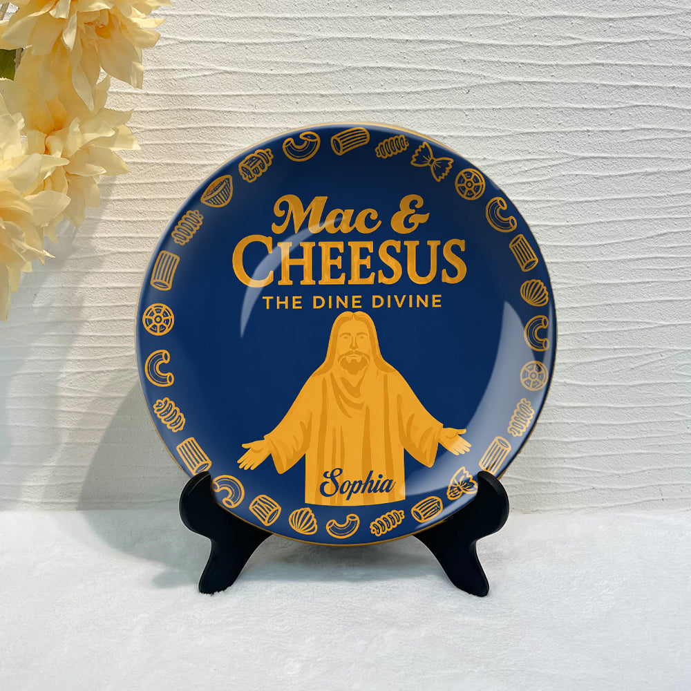 Mac & Cheese Jesus Funny Pun - Personalized Christian Ceramic Round Plate