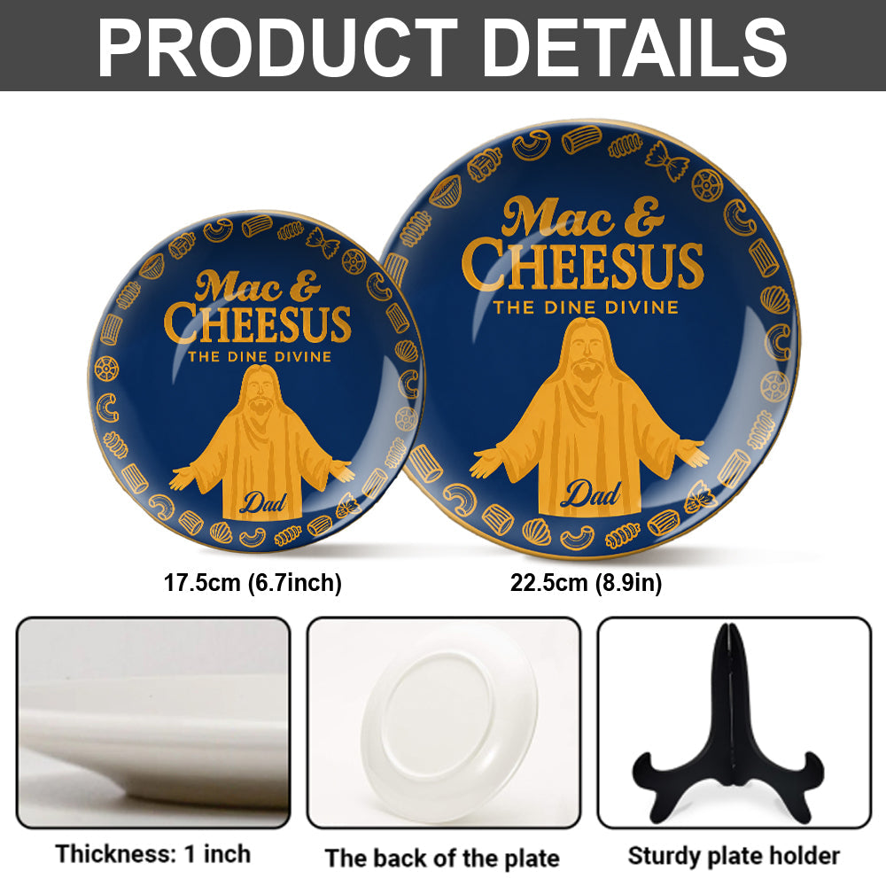 Mac & Cheese Jesus Funny Pun - Personalized Christian Ceramic Round Plate