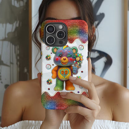 Peace Bear - Personalized Hippie Full Print Phone Case