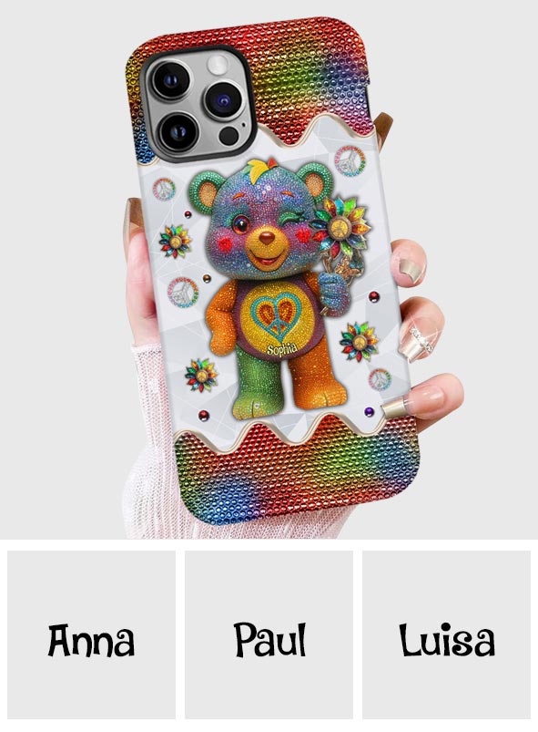 Peace Bear - Personalized Hippie Full Print Phone Case
