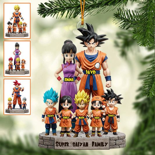 Super Saiya Family - Personalized Seven Balls Custom Shaped Ornament