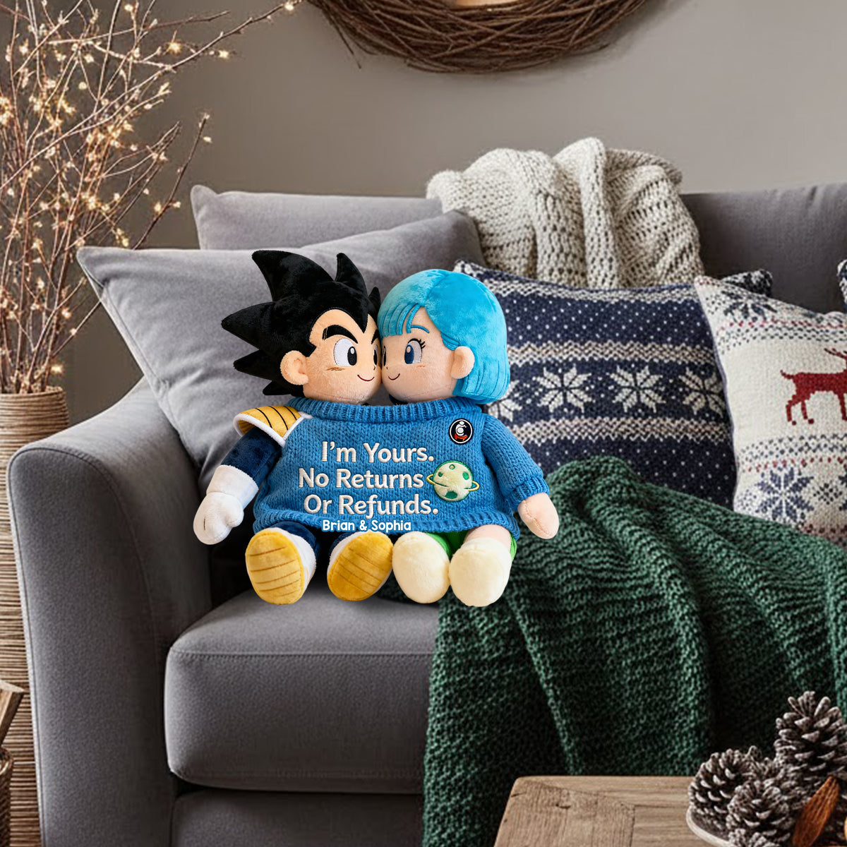 You Are Mine - Personalized Seven Balls Faux Fur Shaped Pillow