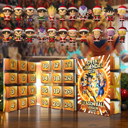 Dragon Advent Calender - Personalized Seven Balls Folded Advent Calendar With Ornaments