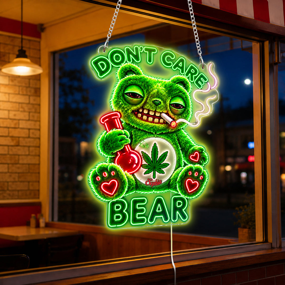 Don't Care Bear, Stoner Gift - Personalized Weed Neon LED Light Sign