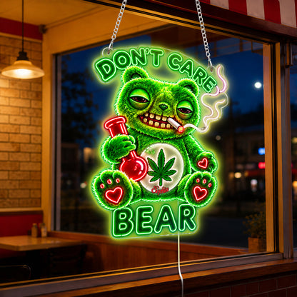 Don't Care Bear, Stoner Gift - Personalized Weed Neon LED Light Sign