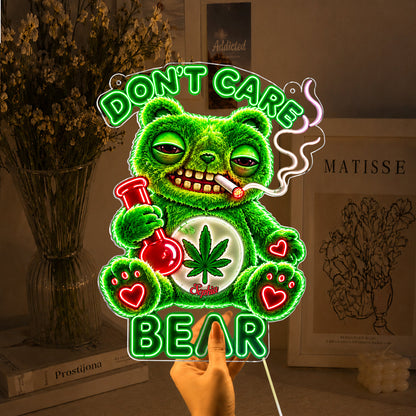 Don't Care Bear, Stoner Gift - Personalized Weed Neon LED Light Sign