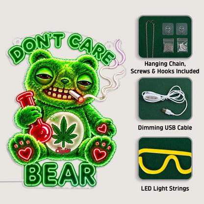 Don't Care Bear, Stoner Gift - Personalized Weed Neon LED Light Sign