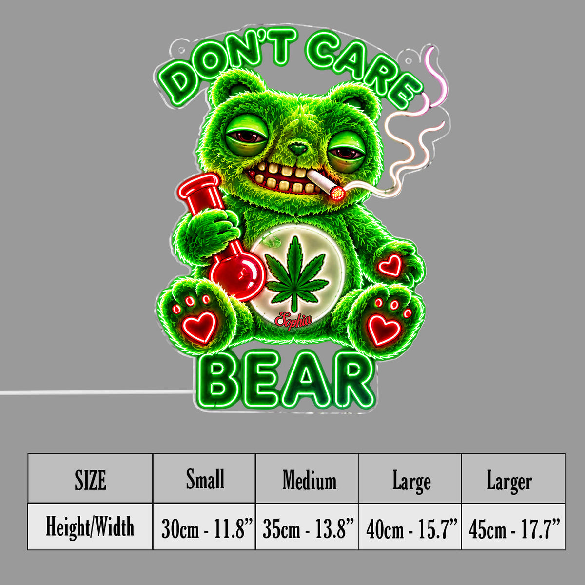 Don't Care Bear, Stoner Gift - Personalized Weed Neon LED Light Sign