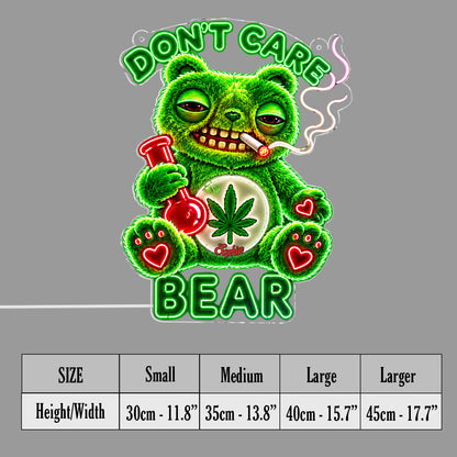 Don't Care Bear, Stoner Gift - Personalized Weed Neon LED Light Sign