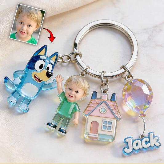 Friends - Personalized Blue Dog Premium Keychain With Charms