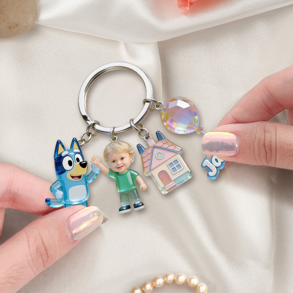Friends - Personalized Blue Dog Premium Keychain With Charms