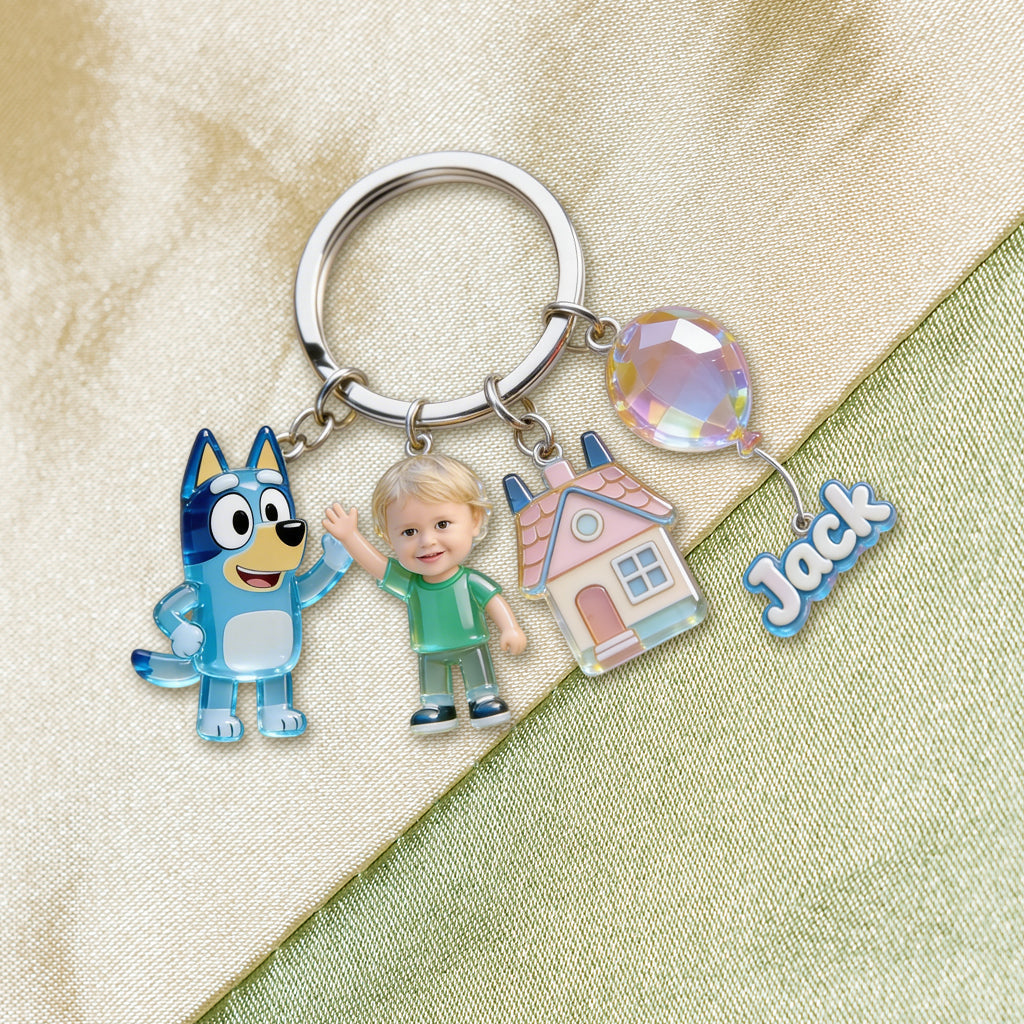 Friends - Personalized Blue Dog Premium Keychain With Charms