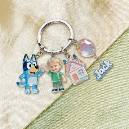 Friends - Personalized Blue Dog Premium Keychain With Charms