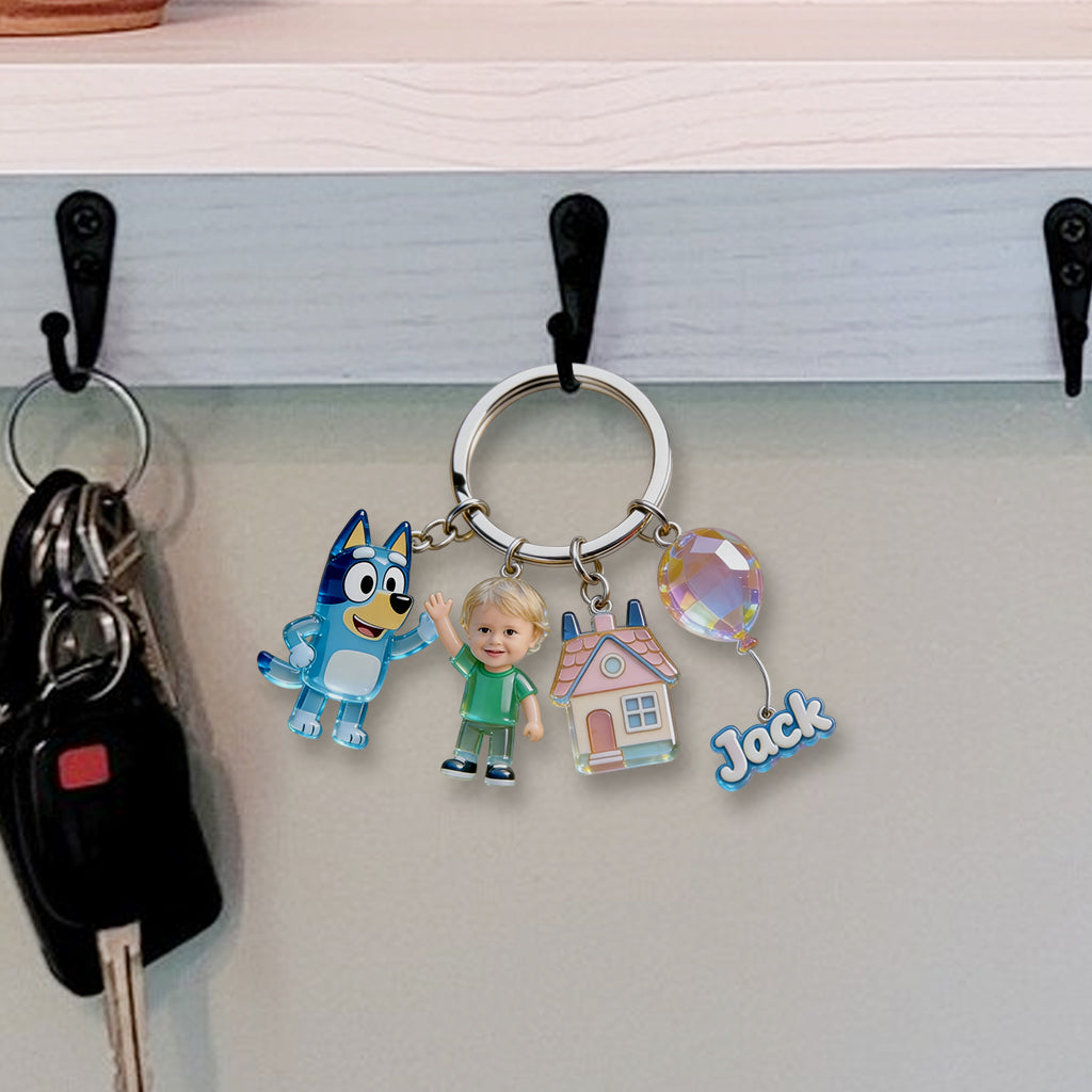 Friends - Personalized Blue Dog Premium Keychain With Charms