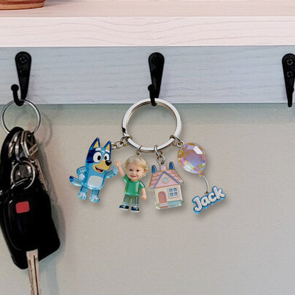 Friends - Personalized Blue Dog Premium Keychain With Charms