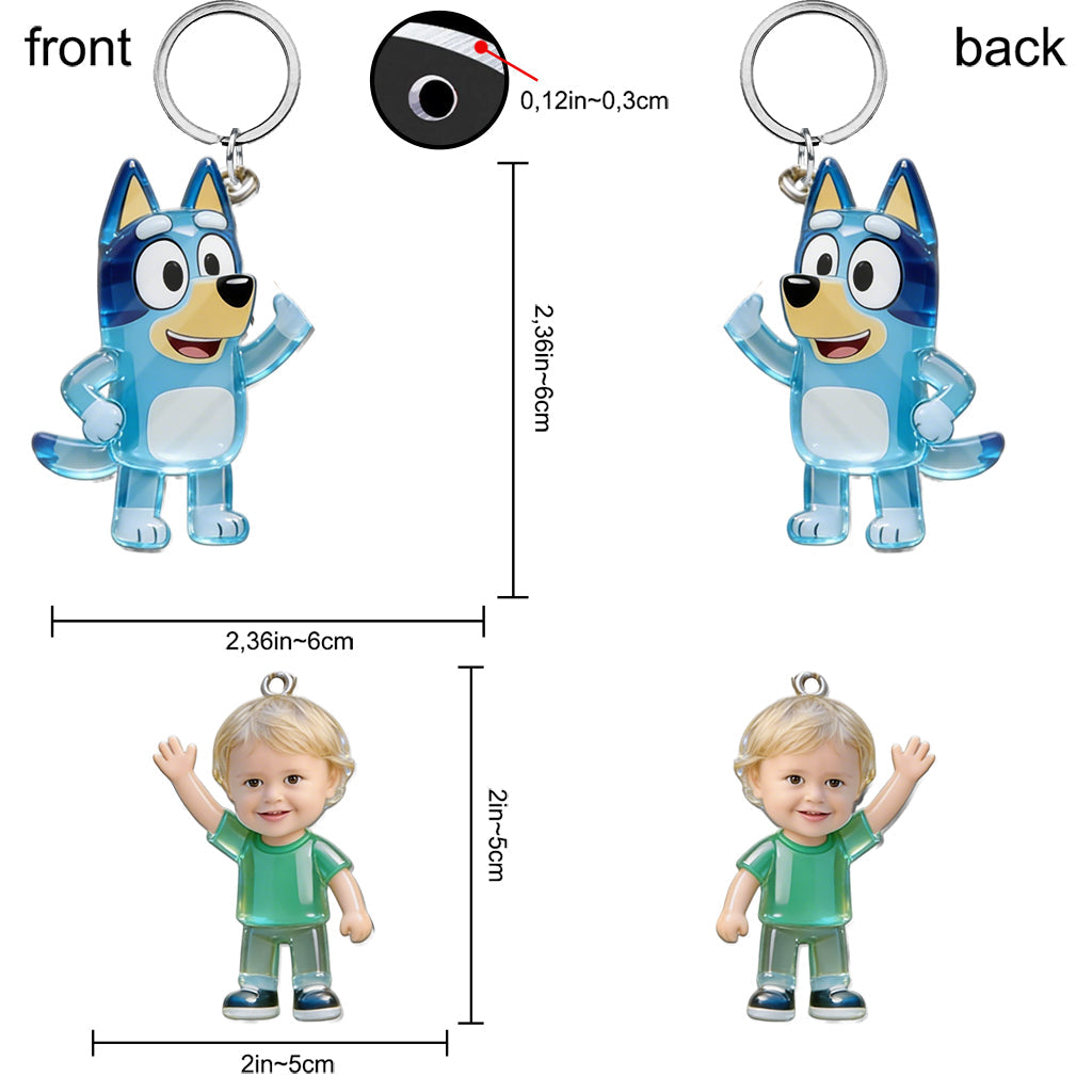 Friends - Personalized Blue Dog Premium Keychain With Charms