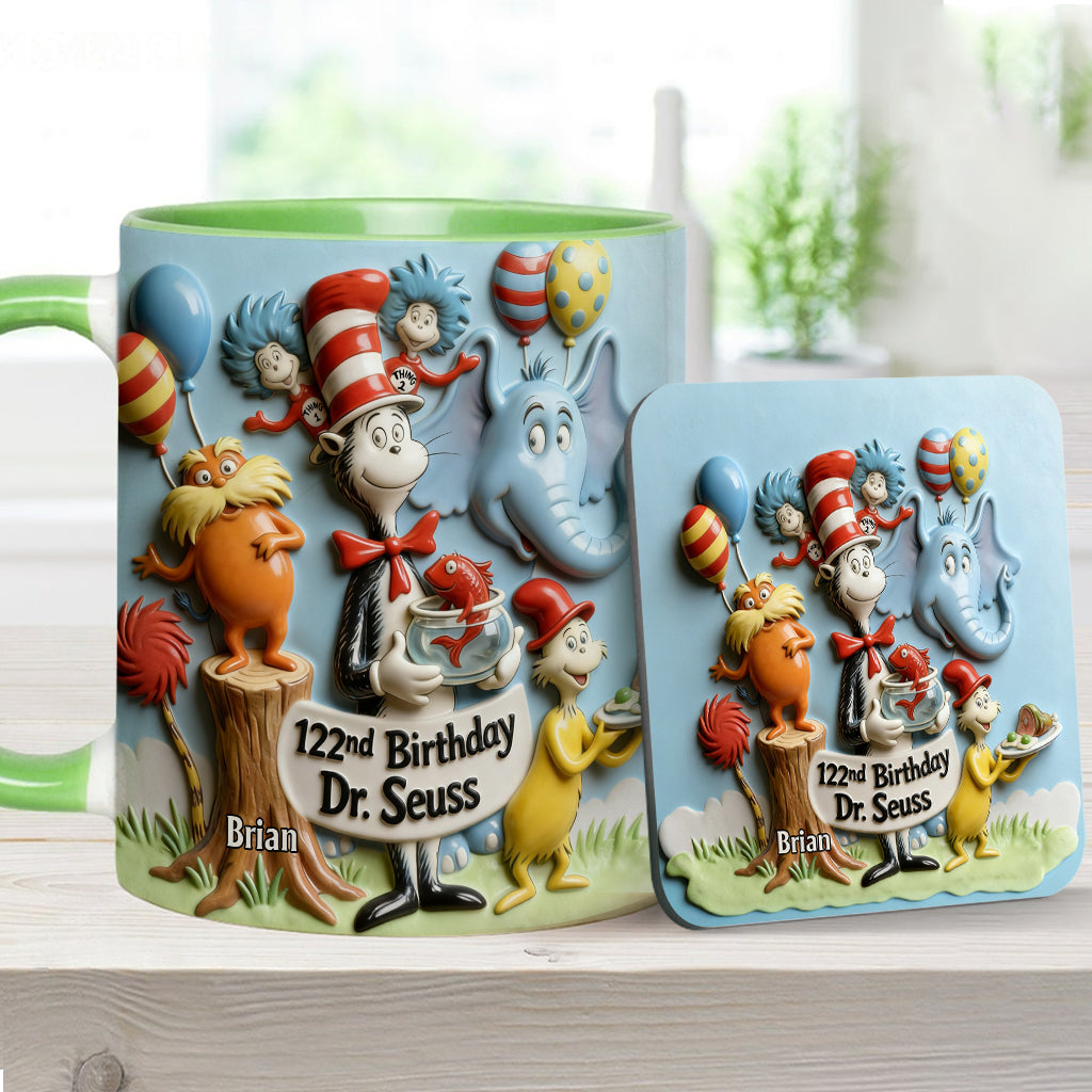 122nd Birthday - Personalized Dr Seuss Accent Mug & Coaster