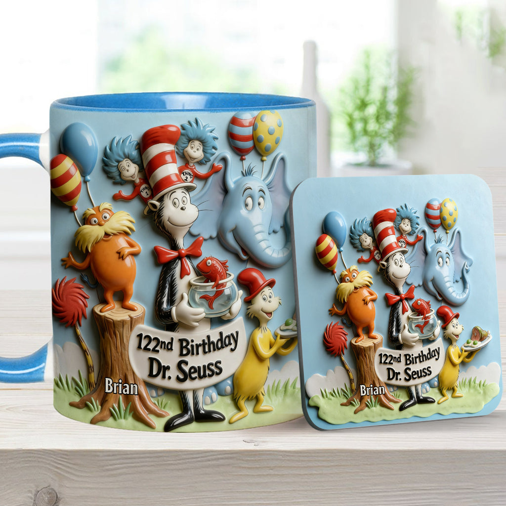 122nd Birthday - Personalized Dr Seuss Accent Mug & Coaster