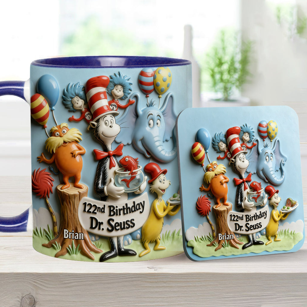 122nd Birthday - Personalized Dr Seuss Accent Mug & Coaster
