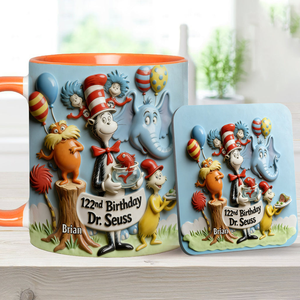 122nd Birthday - Personalized Dr Seuss Accent Mug & Coaster