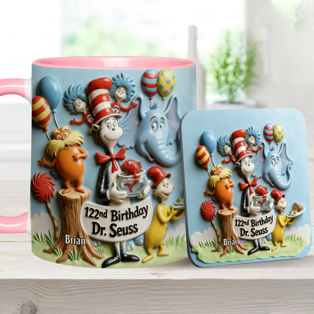 122nd Birthday - Personalized Dr Seuss Accent Mug & Coaster