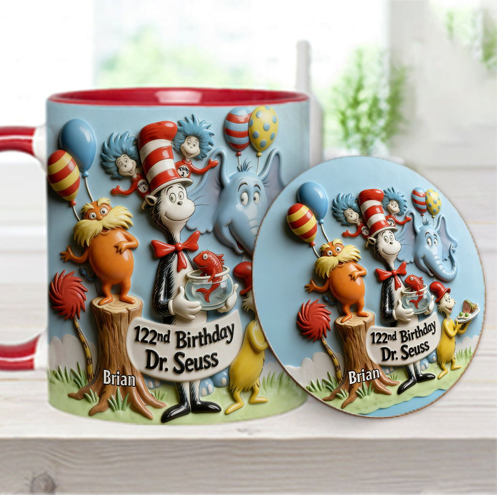 122nd Birthday - Personalized Dr Seuss Accent Mug & Coaster