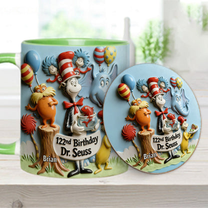 122nd Birthday - Personalized Dr Seuss Accent Mug & Coaster