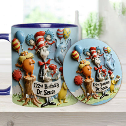 122nd Birthday - Personalized Dr Seuss Accent Mug & Coaster