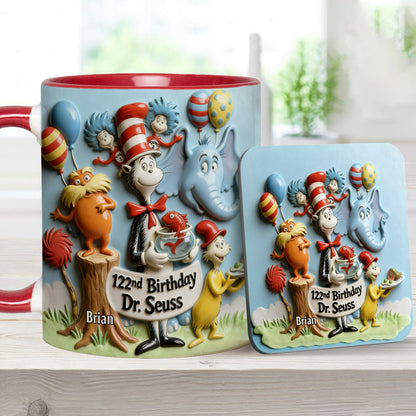 122nd Birthday - Personalized Dr Seuss Accent Mug & Coaster