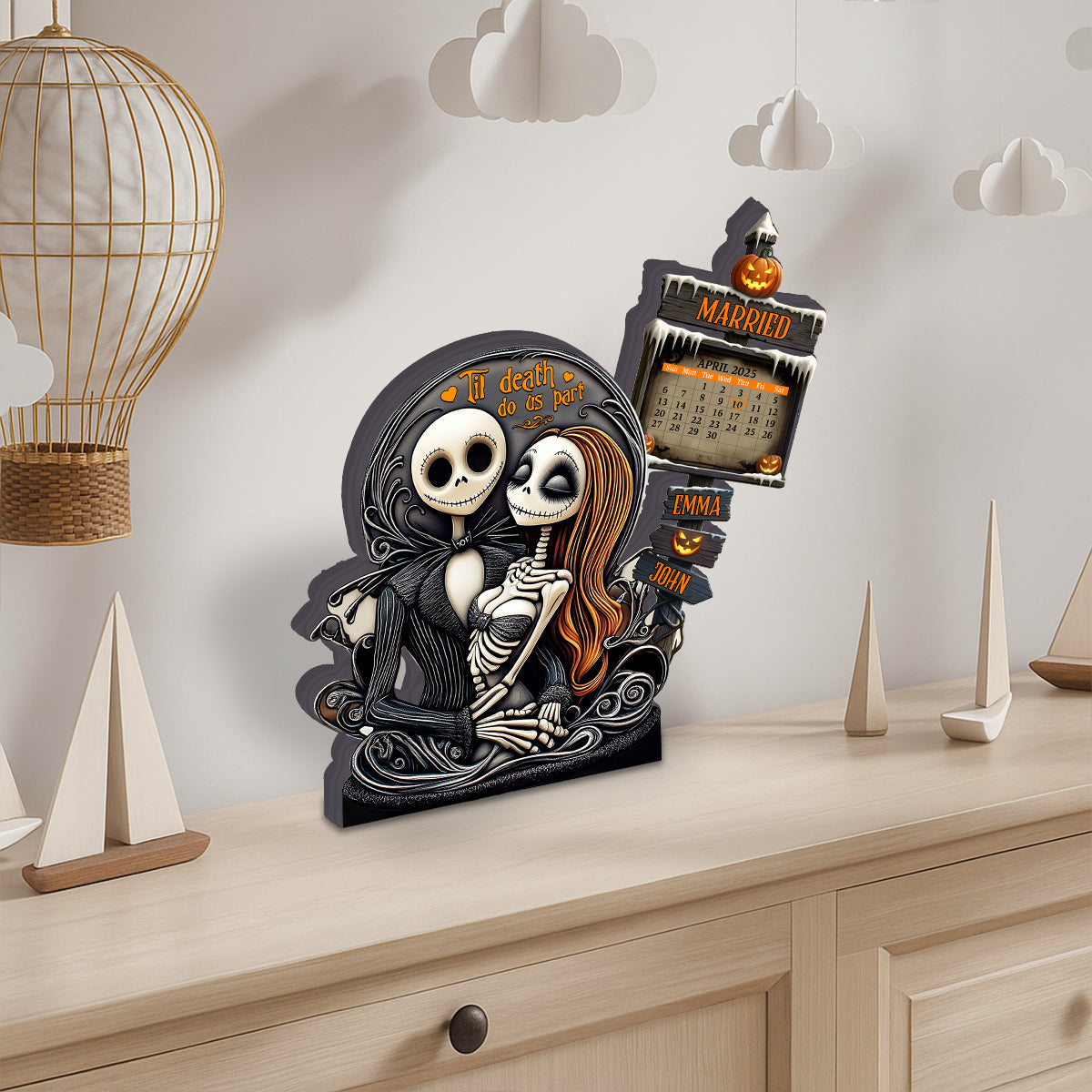 Til Death Do Us Part - Personalized Nightmare Custom Shaped Wood Plaque