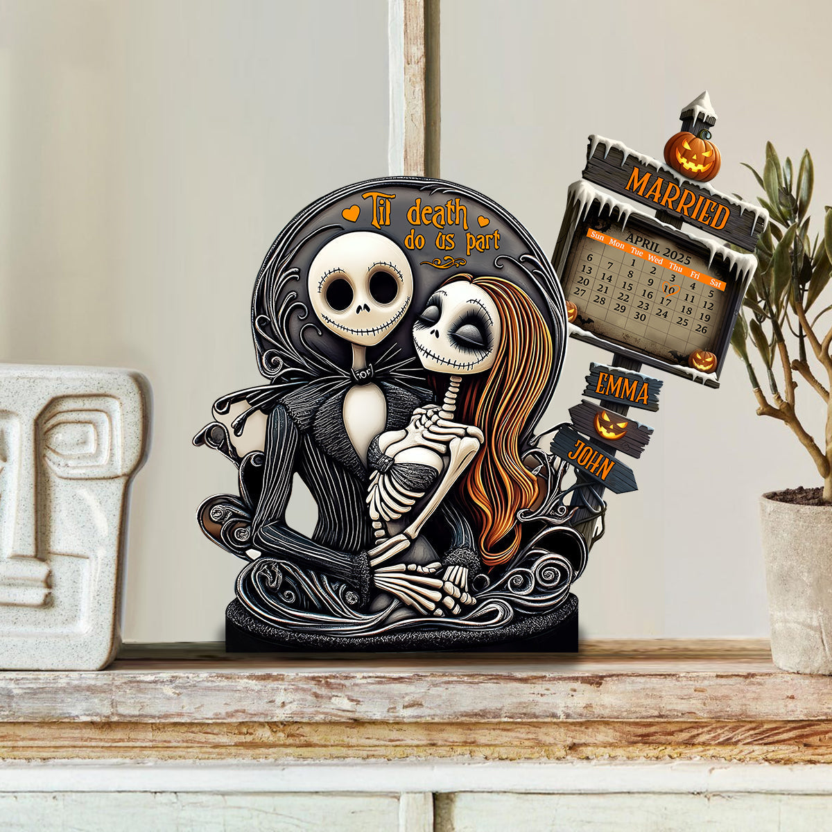 Til Death Do Us Part - Personalized Nightmare Custom Shaped Wood Plaque