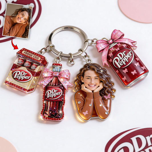Coquette Dr Pepper Soda Lover - Personalized Texas Drink Premium Keychain With Charms