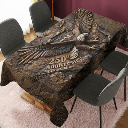 Eagle Wooden - Personalized Bald Eagle Table Cloth Cover