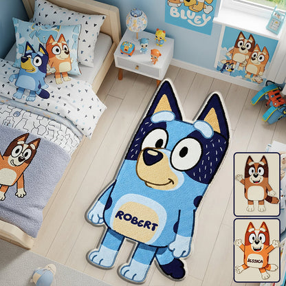 Blue Dog - Personalized Blue Dog Shaped Doormat/ Rug