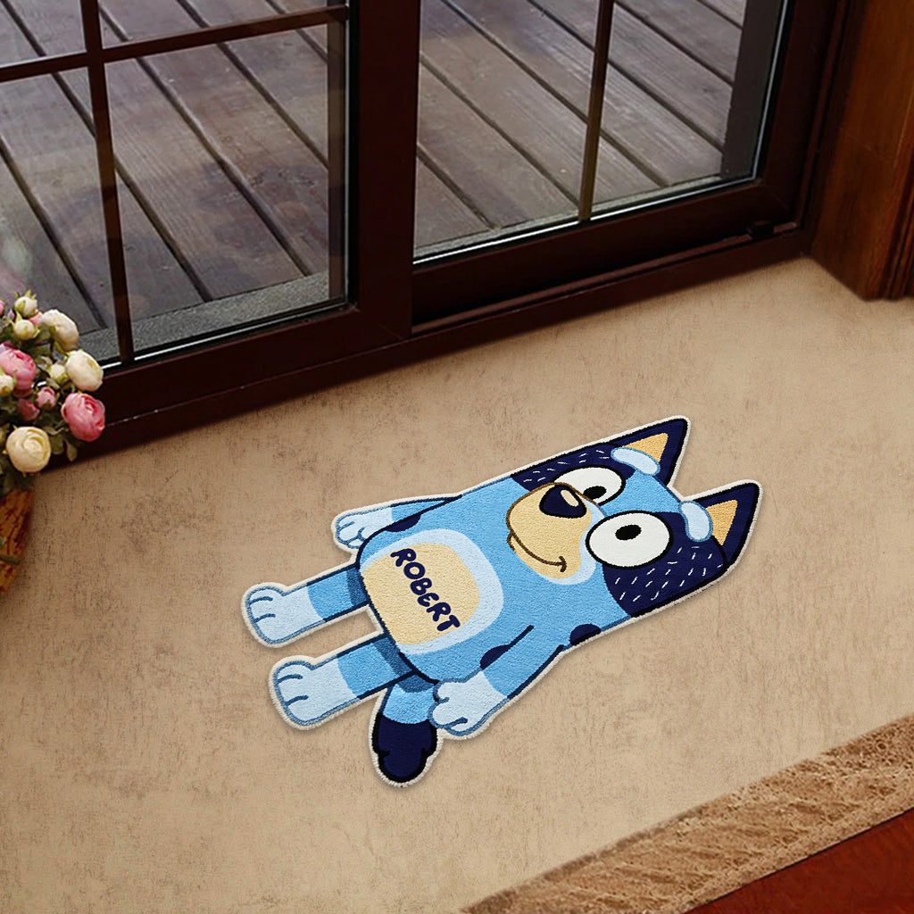 Blue Dog - Personalized Blue Dog Shaped Doormat/ Rug
