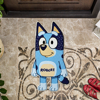 Blue Dog - Personalized Blue Dog Shaped Doormat/ Rug
