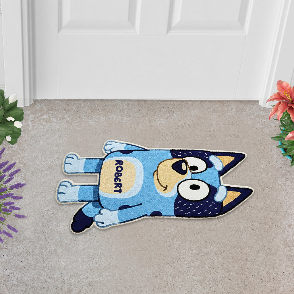 Blue Dog - Personalized Blue Dog Shaped Doormat/ Rug