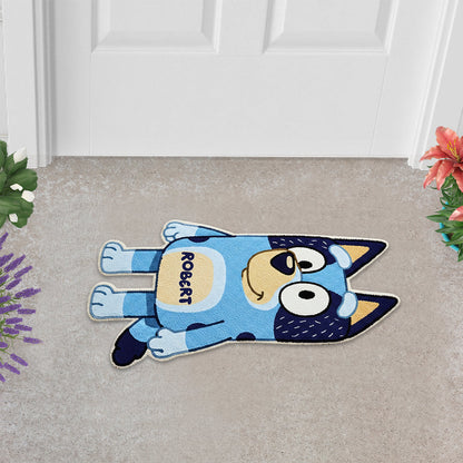 Blue Dog - Personalized Blue Dog Shaped Doormat/ Rug