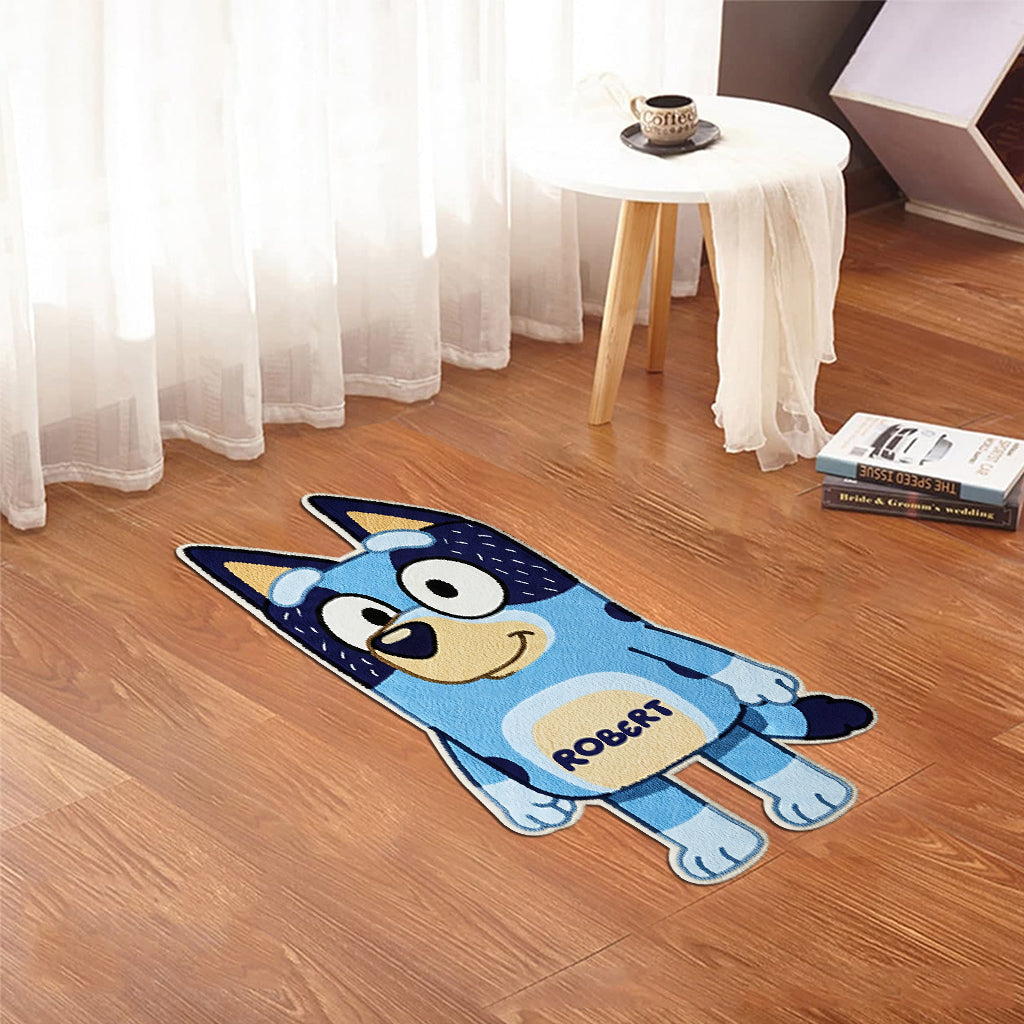 Blue Dog - Personalized Blue Dog Shaped Doormat/ Rug