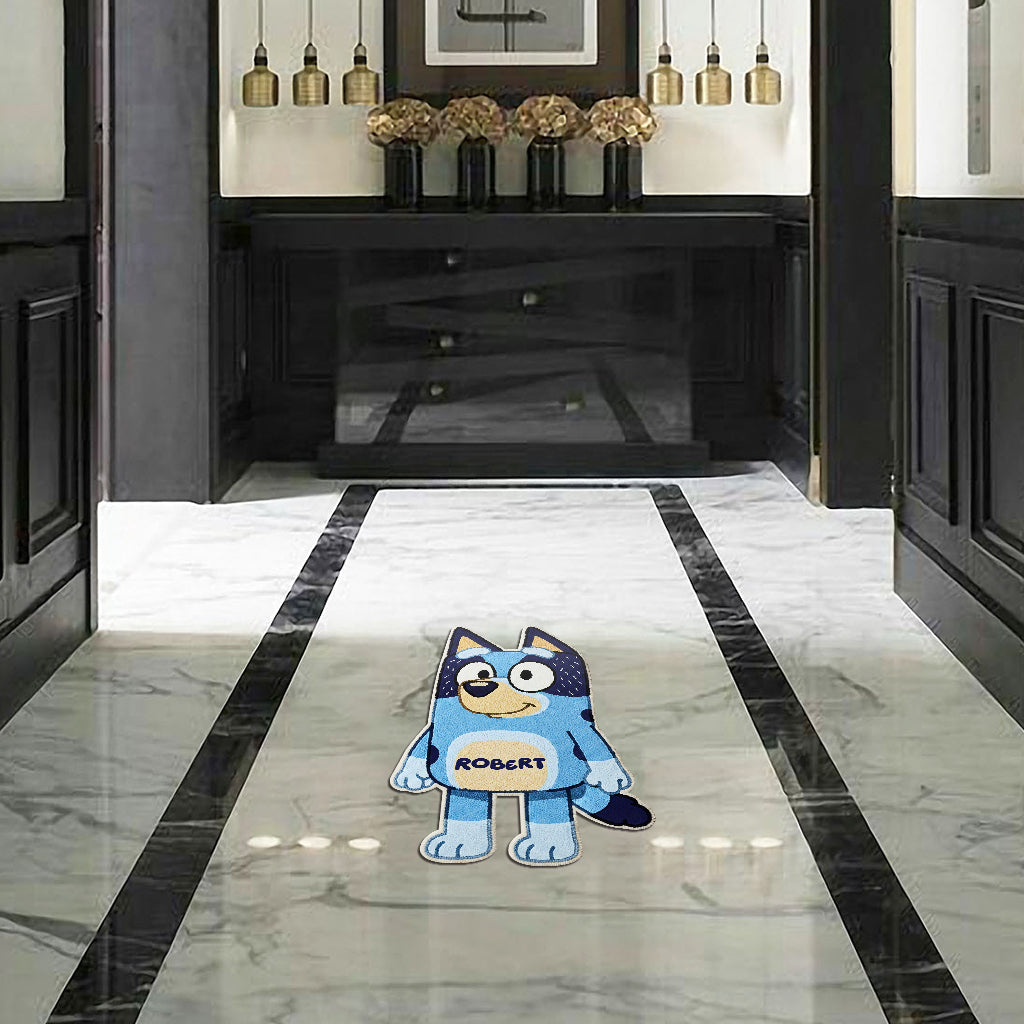Blue Dog - Personalized Blue Dog Shaped Doormat/ Rug