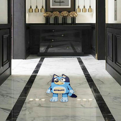 Blue Dog - Personalized Blue Dog Shaped Doormat/ Rug
