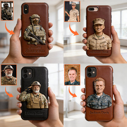 Custom Any Photo - Personalized Veteran Leather Phone Case