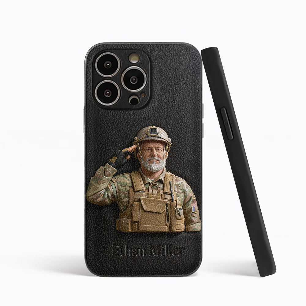 Custom Any Photo - Personalized Veteran Leather Phone Case