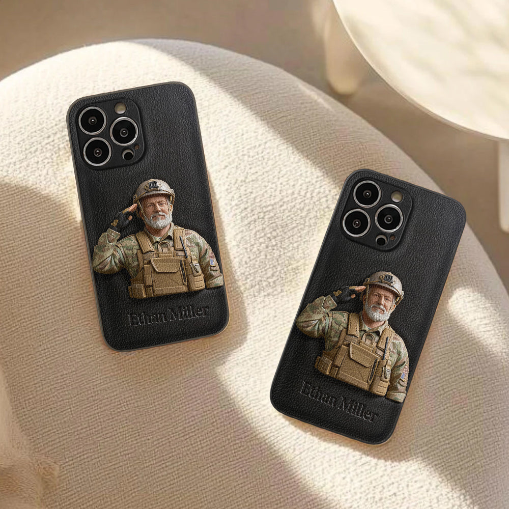 Custom Any Photo - Personalized Veteran Leather Phone Case