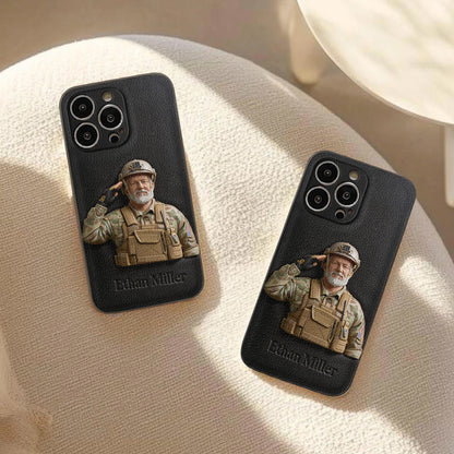 Custom Any Photo - Personalized Veteran Leather Phone Case