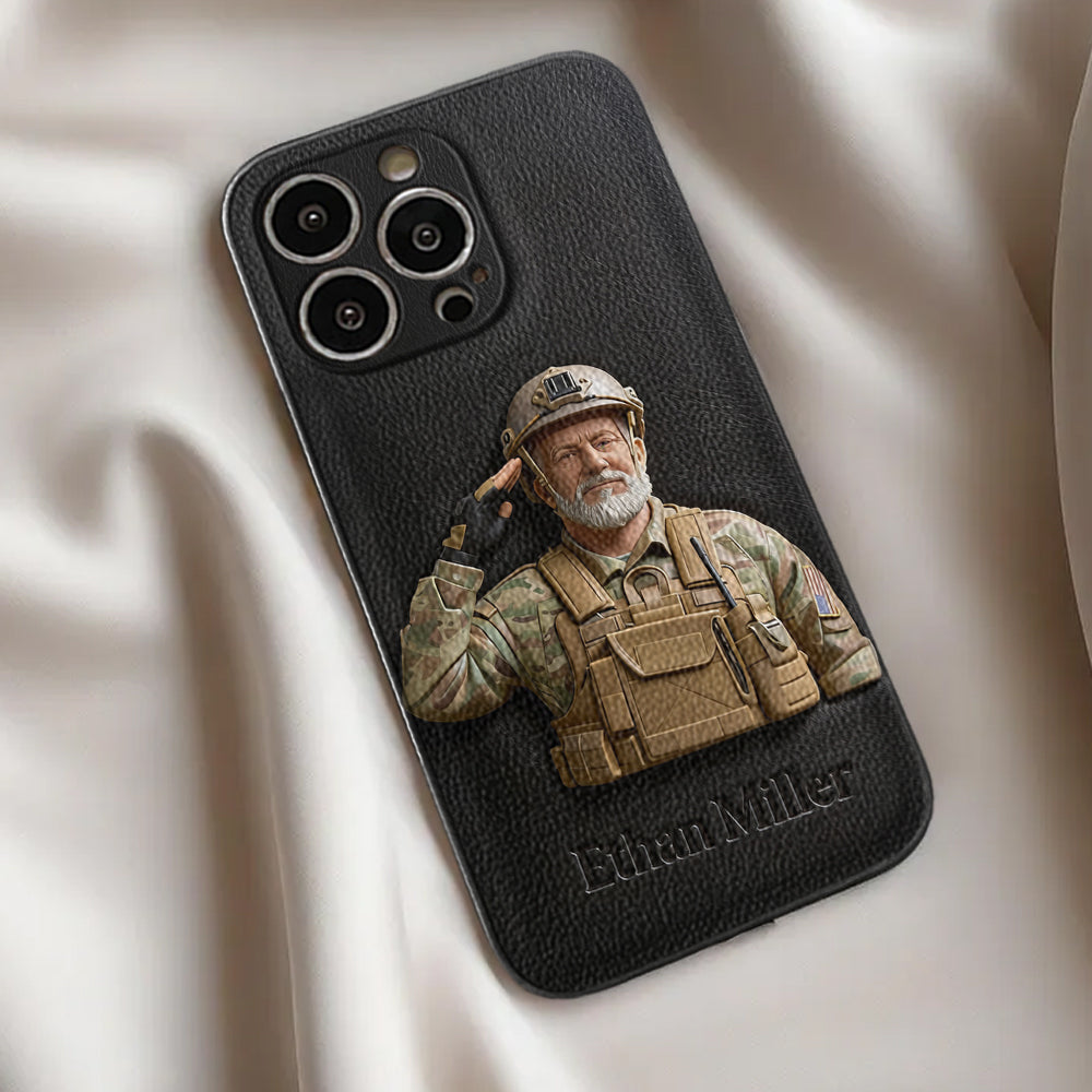 Custom Any Photo - Personalized Veteran Leather Phone Case