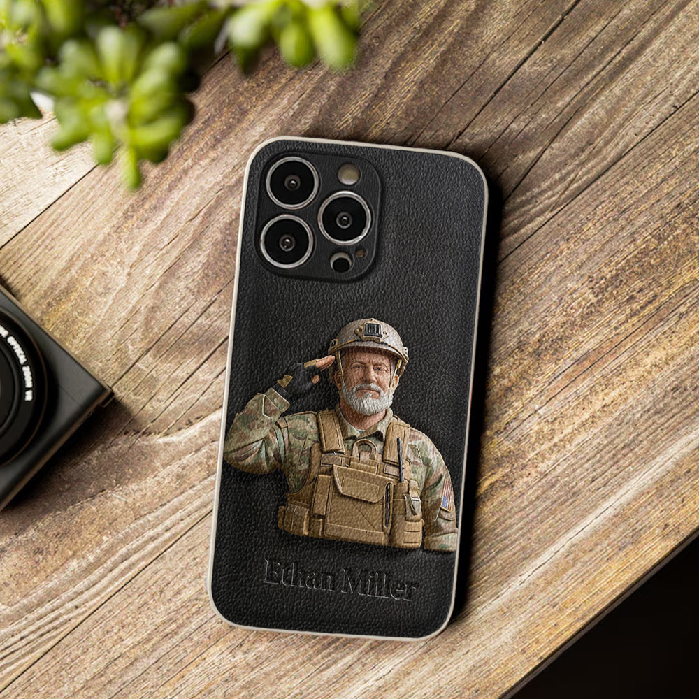 Custom Any Photo - Personalized Veteran Leather Phone Case